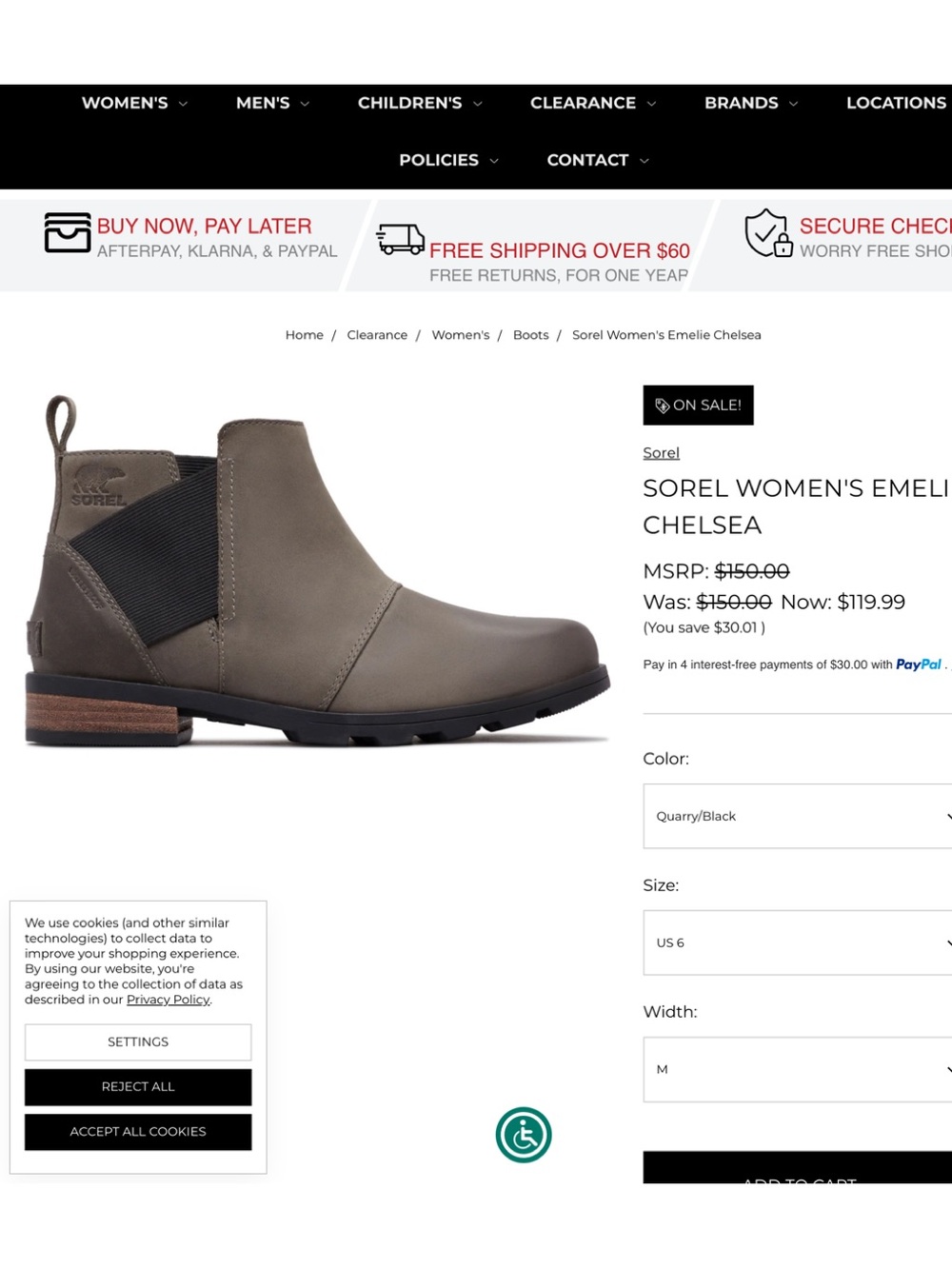 Sorel Women's Emelie Chelsea Boot - Quarry/Black